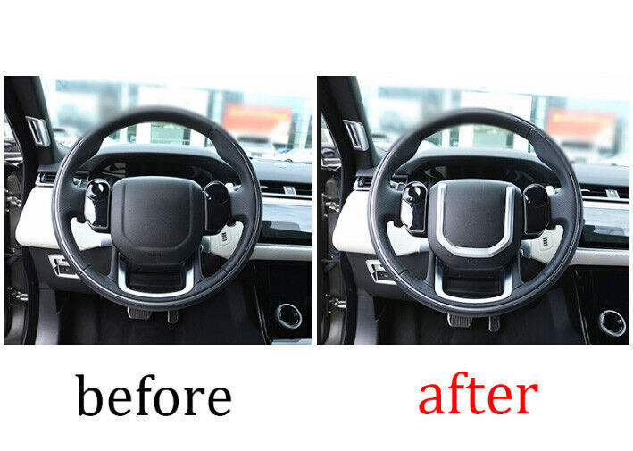 1X For Discovery Sport 2020-25 ABS Matte Silver Steering Wheel U Type Cover Trim