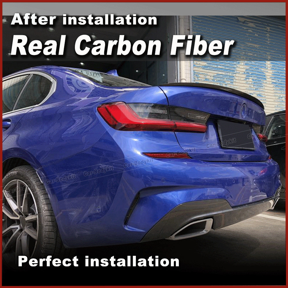 REAL CARBON Rear Trunk Spoiler Boot Wing Lip for BMW 3 Series G20 Sedan 2019-20