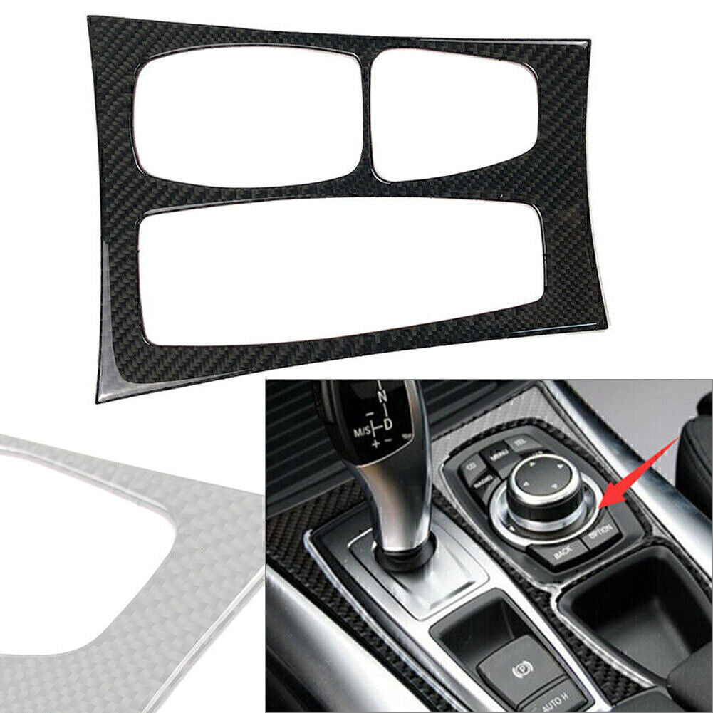 for BMW E70 X5 E71 X6 2008-2013 09 10 Carbon Fiber Car Gear Shift Box Panel Trim