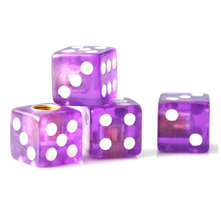 4pcs Clear Purple Dice Tire/Wheel Air Stem Valve Caps for Car Truck Hot Rod