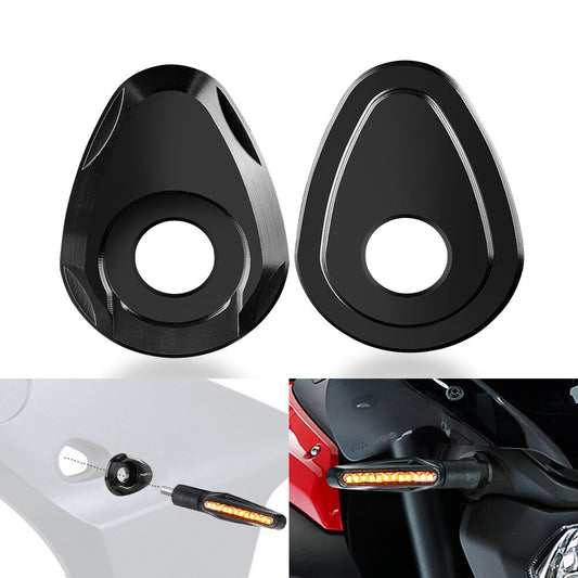 2x Turn Signal Indicator Adapter Spacers Plate Black Motorcycle for Yamaha Universal