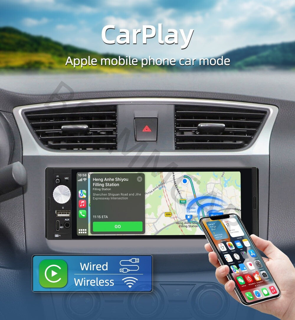 6.36in Car Multimedia Touch Screen MP5 Player For Wireless Carplay Android Auto