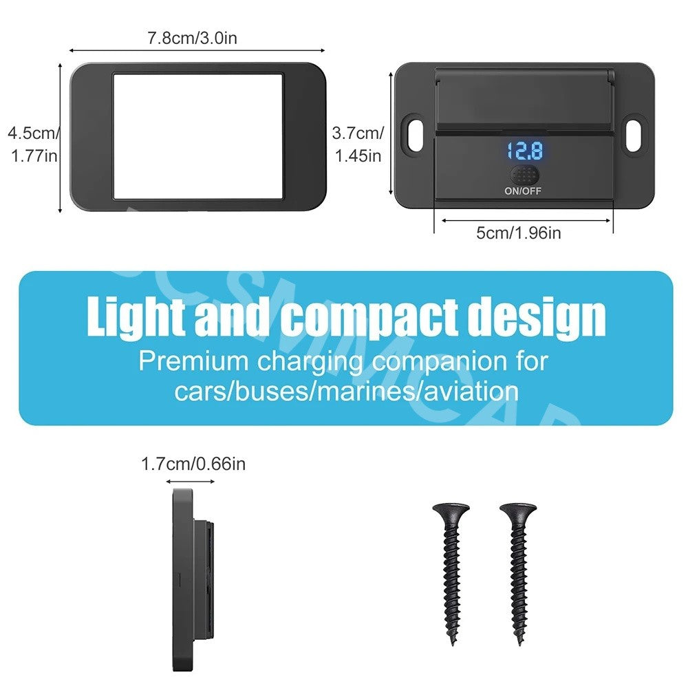 12-24V Car for Charger Socket Type C USB Outlet W/ON OFF Button For Iphone 12 13 14