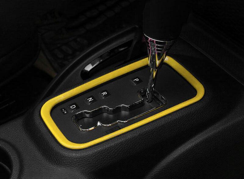 for Jeep for Wrangler JK 11-2017 Bright Yellow Middle Console Gear Shift Frame Trim