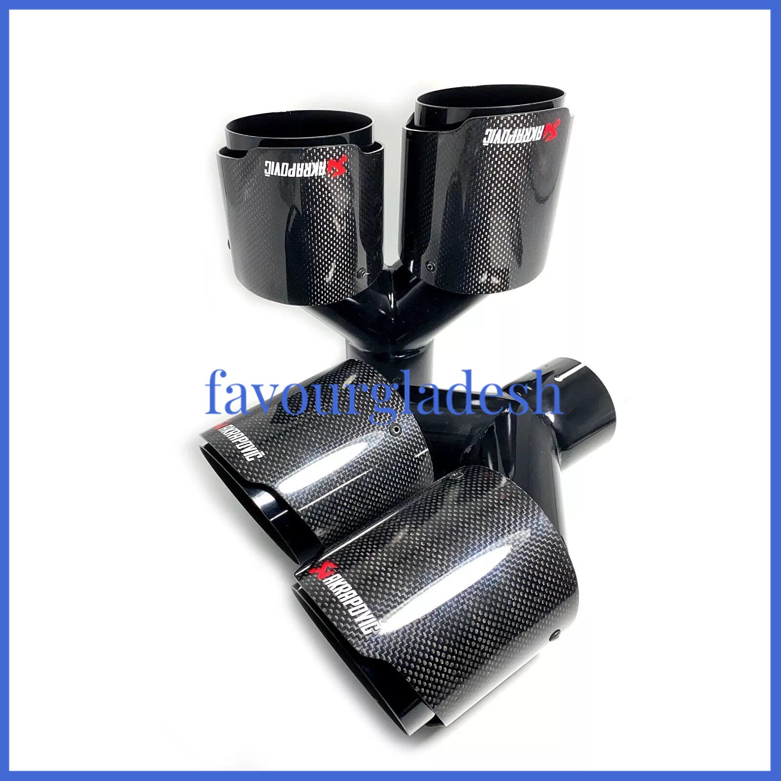 2X Akrapovic Carbon Fiber Exhaust Tip Dual Pipe Black ID:2.5 63mm OD:3.0 76mm