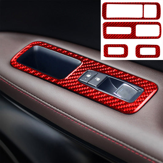 Red Carbon Fiber Window Lift Switch Trim for Lexus RX300 270 200T 450H 2016-2019