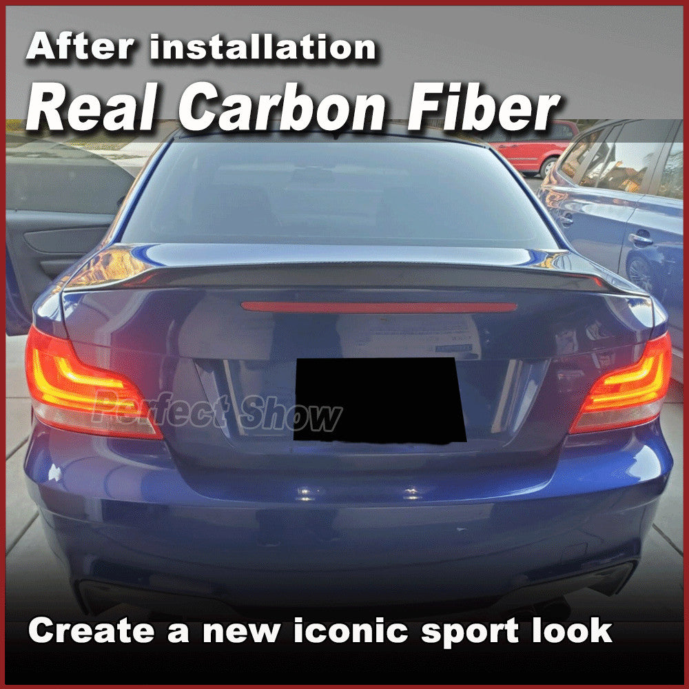 REAL CARBON Rear Trunk Spoiler Boot Wing Lip for BMW 1Series E82 1M Coupe 07-12