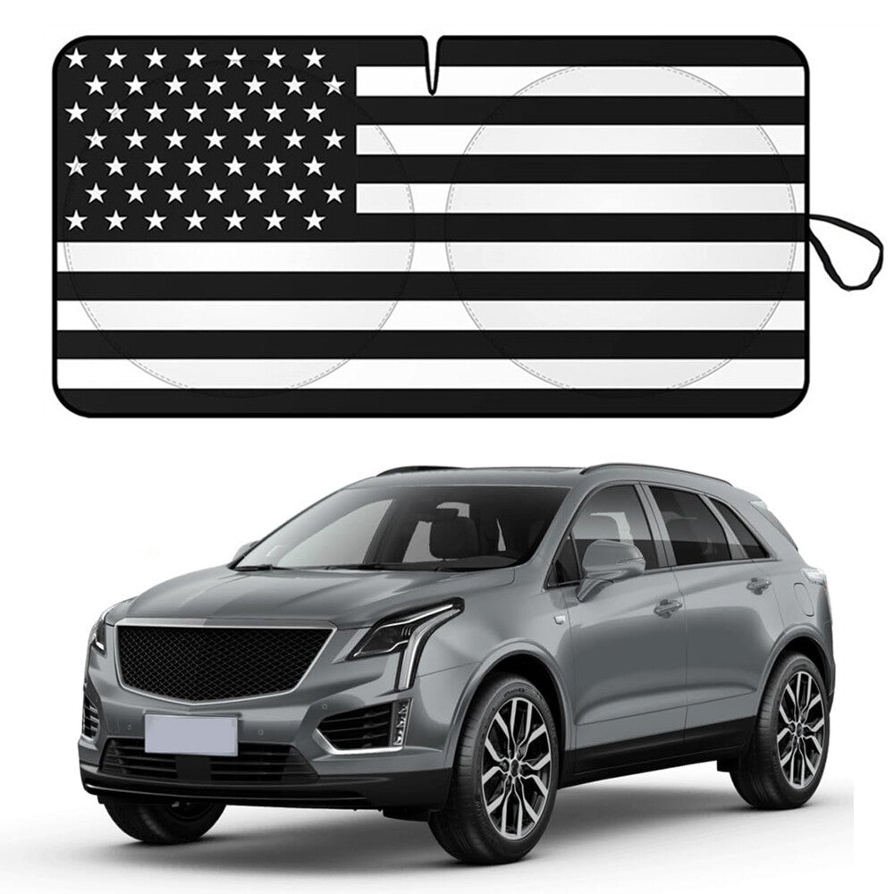 for Cadillac Car US Flag Windshield Sun Shade Reflective UV Block Front Shield