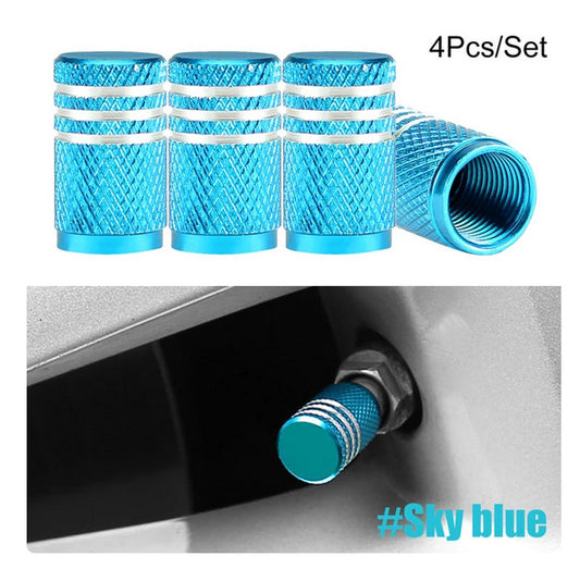 4-Piece Car Tire Valve Cover Stem Air Dust Cover Premium Metal Blue/White for Jeep for Mini