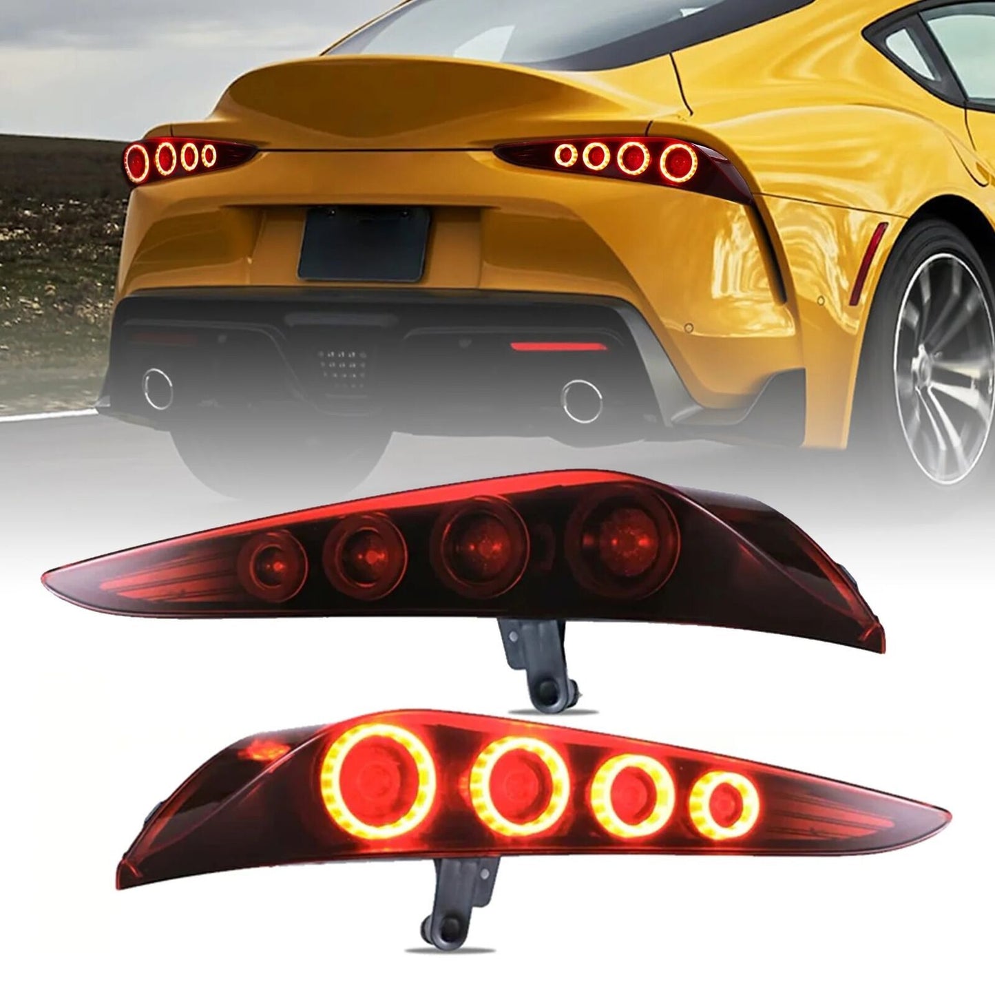 1. Dual LED red taillights for 2020-2024 for Toyota GR Supra A90/A91 with animation.
