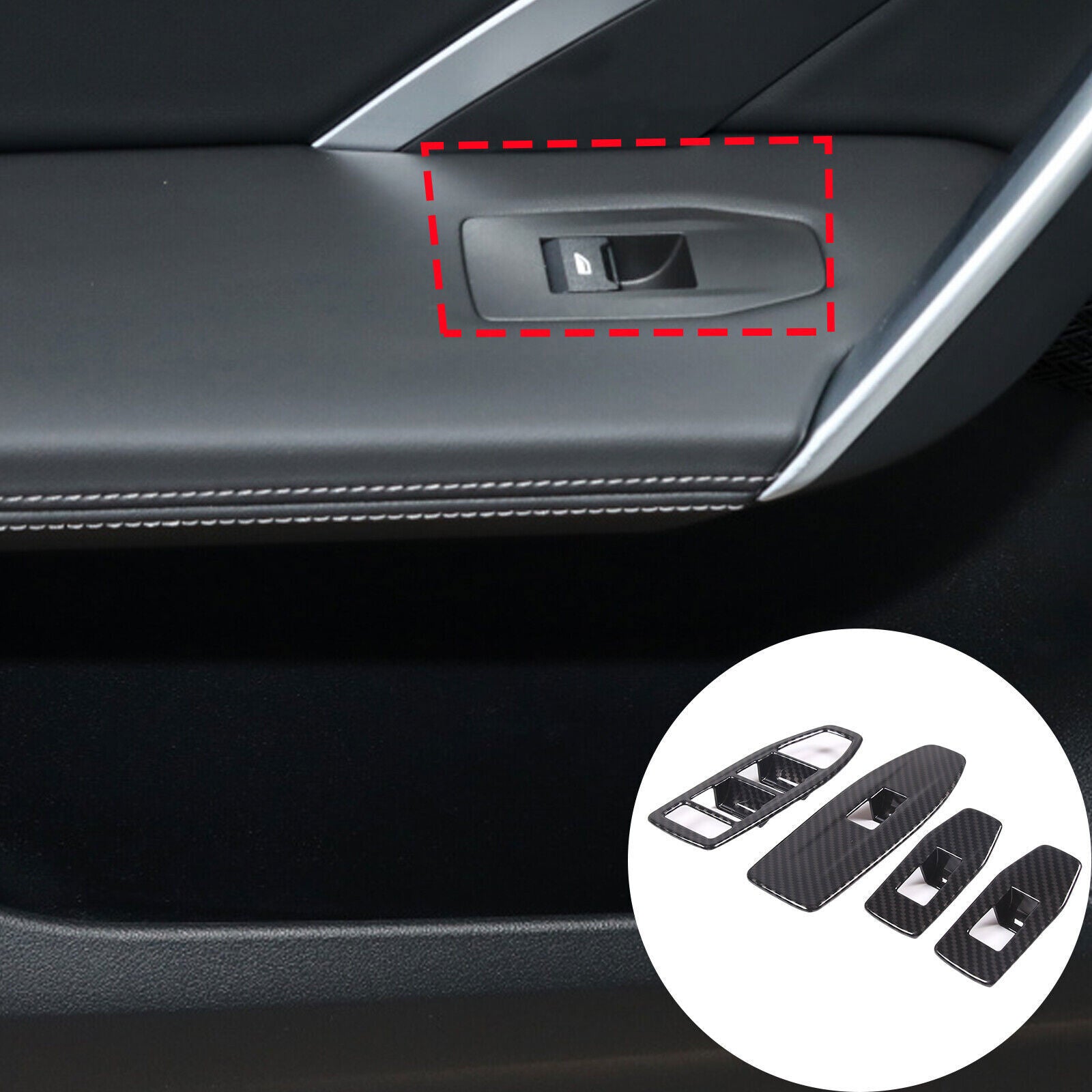 ABS Carbon Fiber Window Lift Switch Button Molding Trim Frame for BMW X1 2023-25