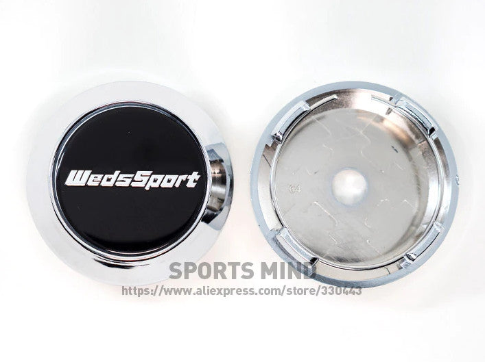 4x64mm WedsSport Black Chrome Wheel Center Caps, Hub Caps, Rim Caps, Decals, Logos