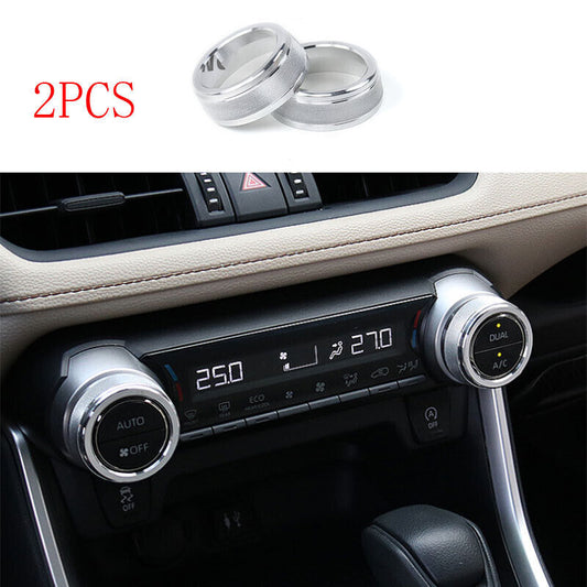 Silver Aluminum Central Console AC Switch Button Trims for Toyota RAV4 2019-2023