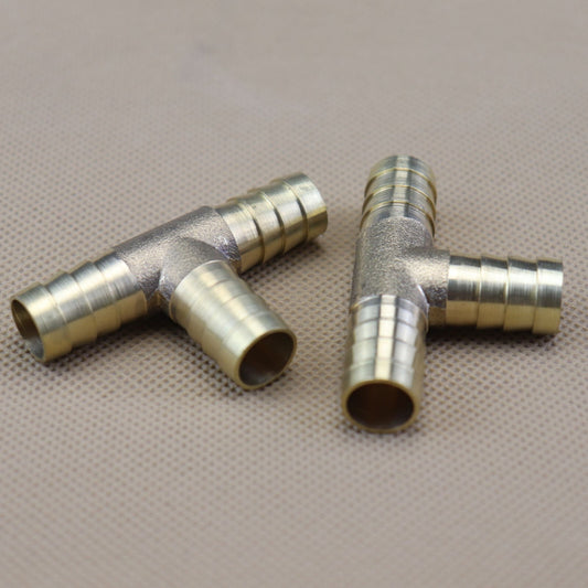 2PCS T Fitting Hose Barb Connector 1/2(12mm) Air Fuel Water 3-Way Brass Tee