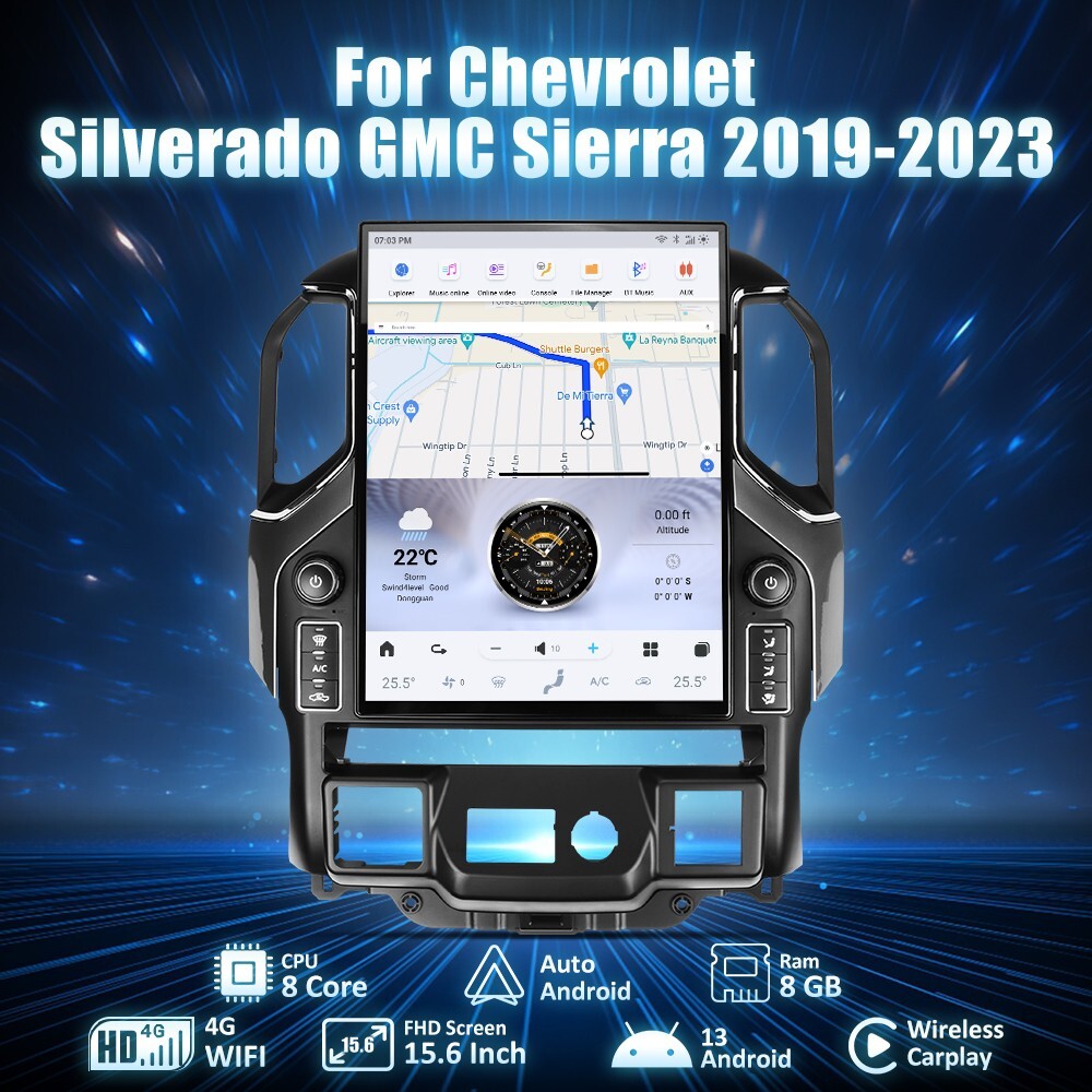 for Chevrolet Silverado 2019-2023 Android 13 Vertical Screen 2K 15.6 GPS Radio