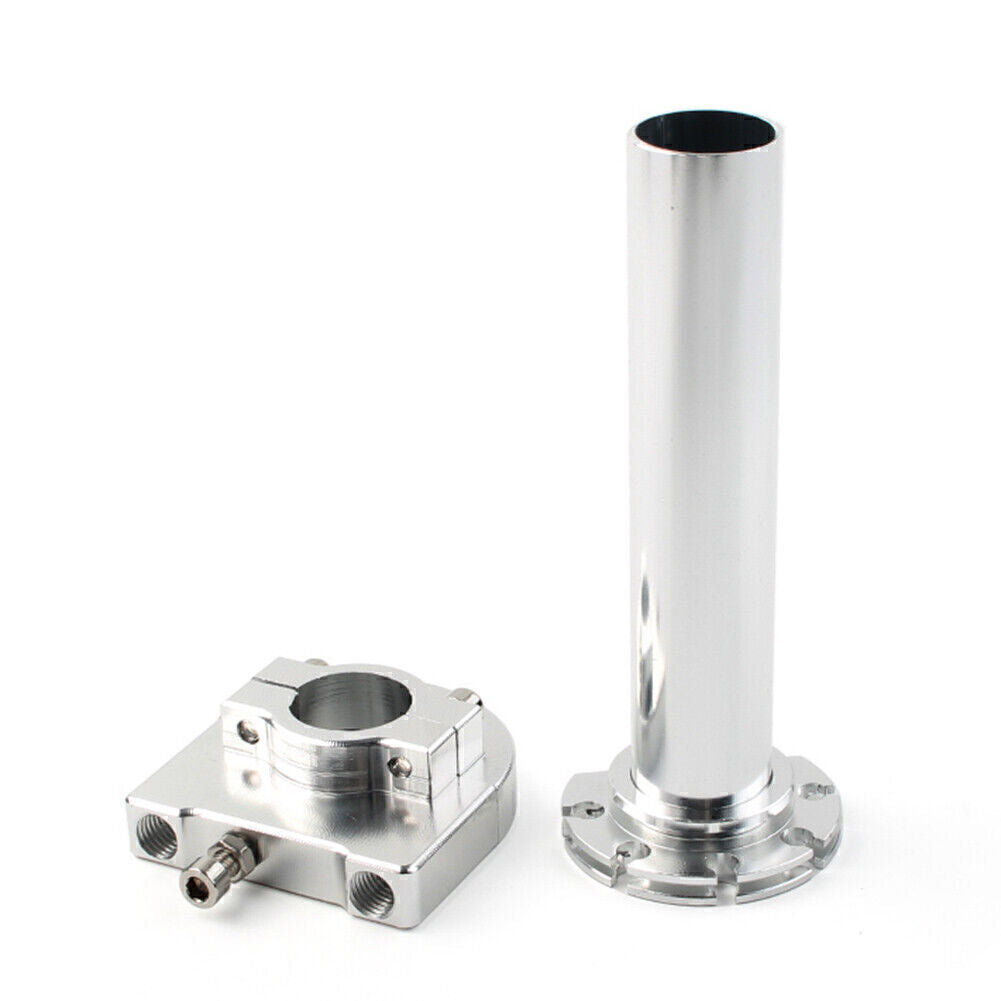 CNC 7/8 Turn Twist Throttle Handle Bar Tube Silver For Motorcycle Universal
