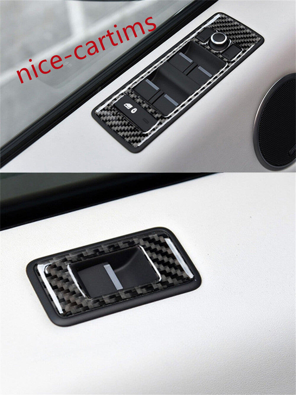 4¡ÁCarbon Fiber Window Lift Switch Button Trim For LR for Range Rover Sport 2014-2017