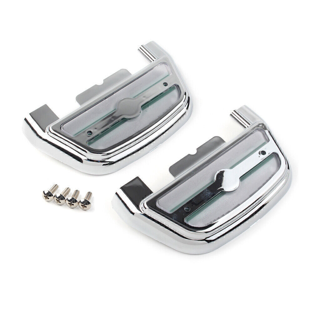 Silver LED Passenger Footboard Floorboard Cover for Harley Touring Road King