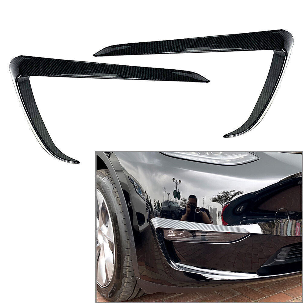 for Tesla for Model Y 2020-2022 Carbon Fiber Front Fog Light Lamp Eyebrow Cover Trim