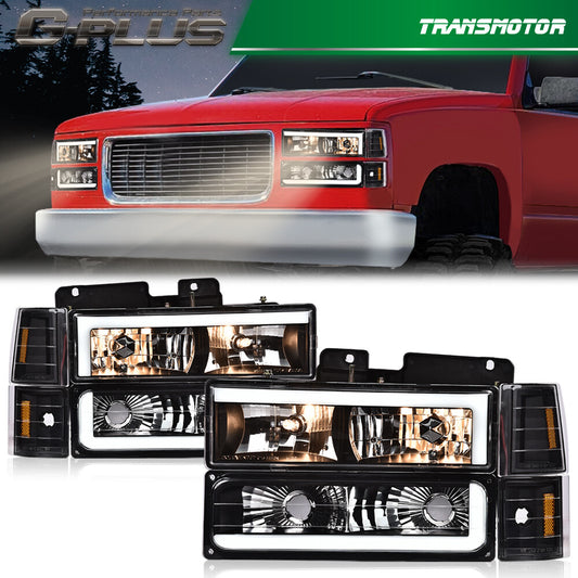 Suitable for Chevrolet for GMC for Sierra C/K Silverado 88-98, black LED headlights.