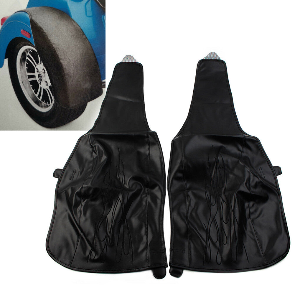 Black PU Leather Flame Rear Trike Fender Bra Fits for Harley Tri Glide Ultra Classic