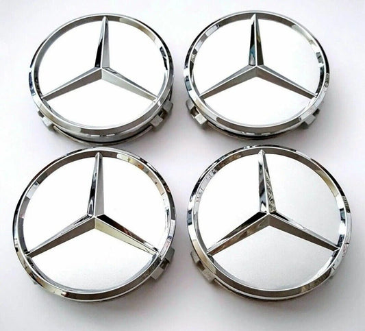 4-piece silver alloy wheel center hubcap 75mm ABCESM grade ML CLA GLA