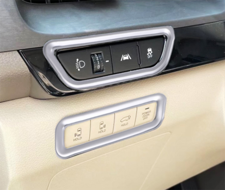for Kia Carnival 2022-2023 Silver Car Headlight Switch Button Cover Trim Frame