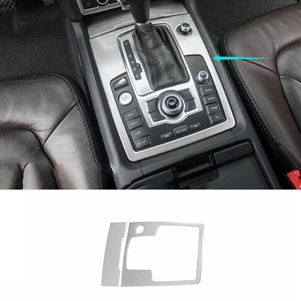 Fit for Audi Q7 2006-15 Silver Steel Inner Center Control Shift Panel Decor Trim