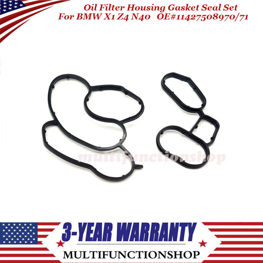 Engine Oil Cooler Filter Housing Gasket Seal Set for BMW 11427508970 11427508971