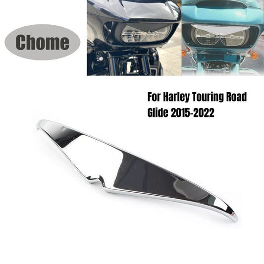 Chrome Headlight Eyebrow Eyelid Trim Bezel for Harley Road Glide 2015-22 FLTRX