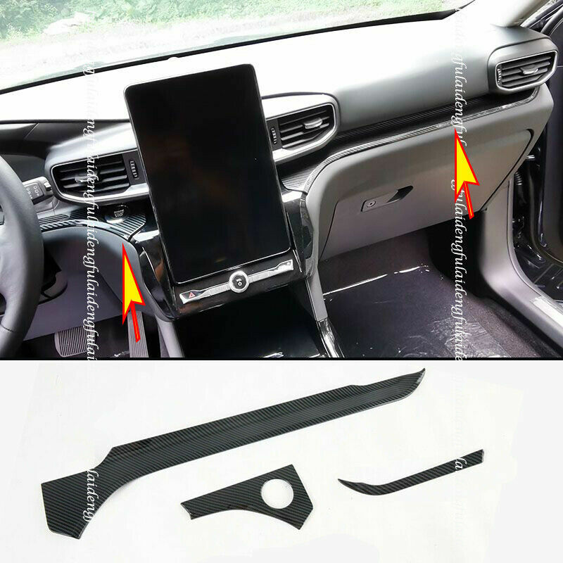 for Ford Explorer 20-2022 Carbon Fiber Center Console Dashboard Panel Cover Trim