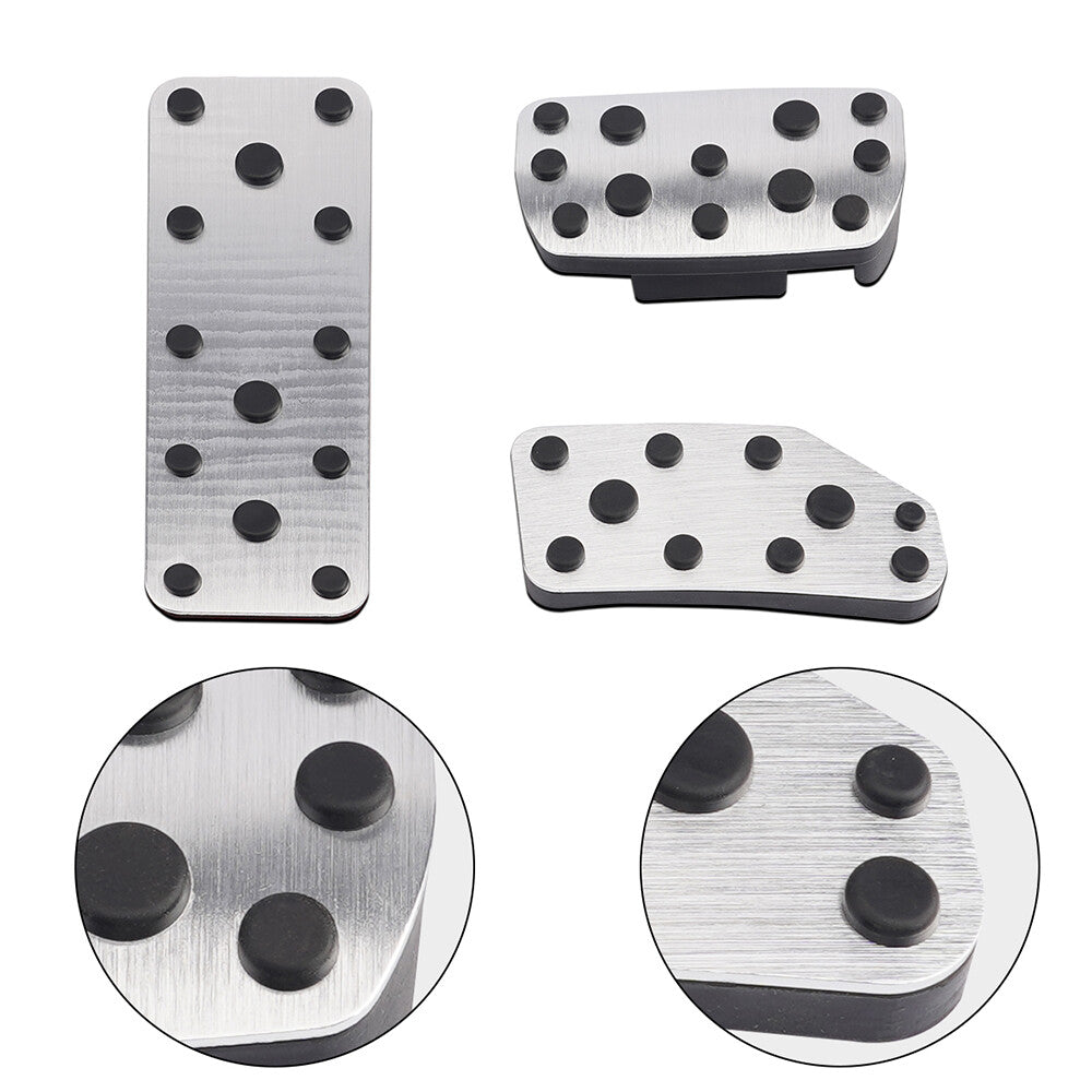 JERBOR 3x Silver Aluminum Clutch, Accelerator, and Brake Pedals for Subaru Crosstrek 2024