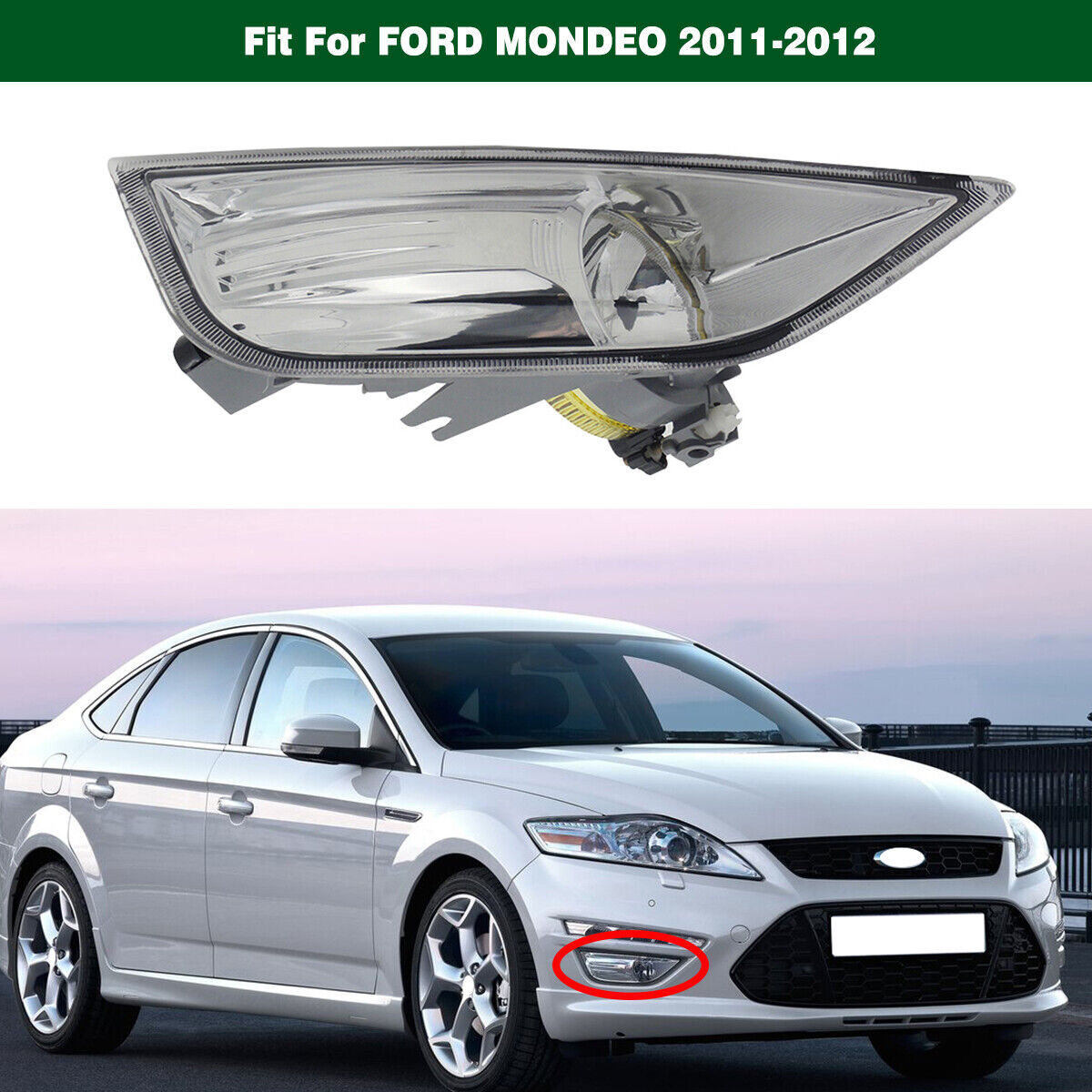 Right Clear Front Bumper Driving Fog Light Lamp for Ford Mondeo MK4 2011-2012