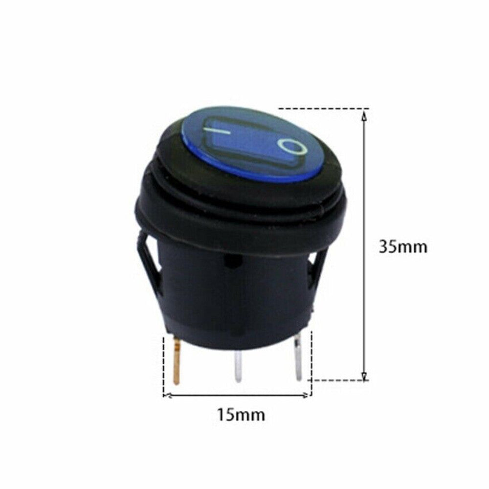 5Pcs/Set 12V 20A Car SPST Auto Marine Boat Round On/Off Rocker Waterproof Switch