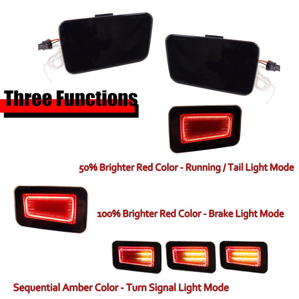 Two dynamic amber and red LED rear bumper reflector taillights for 05-09 for Hummer H2