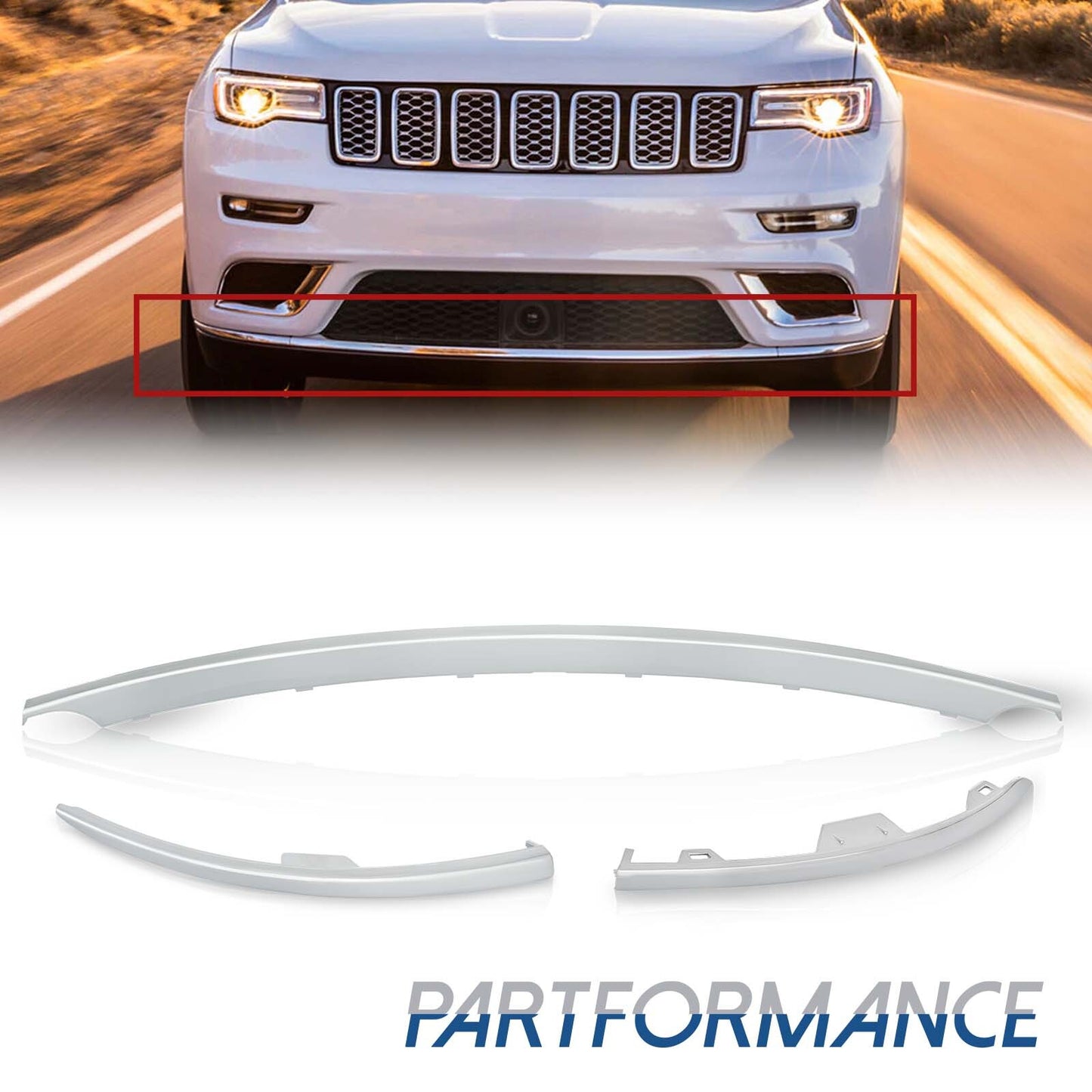 Front bumper grille package molding trim for Jeep Grand Cherokee 2017 - 2021