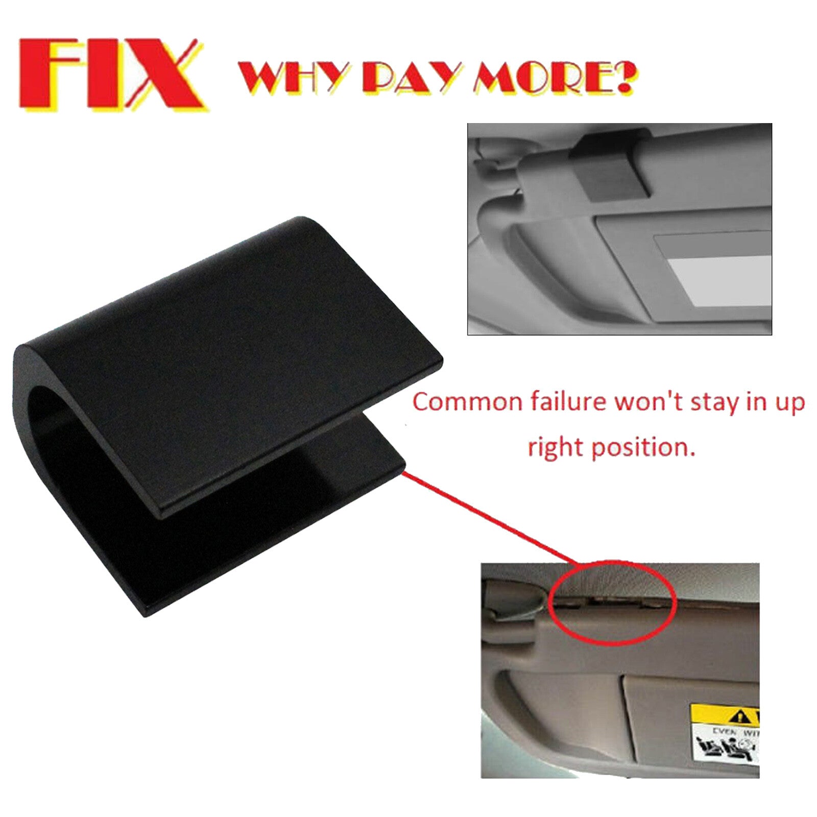 Sunvisor Repair Brace Sun Visor Fix Clip for Honda for Civic Sagging Drooping I2C8