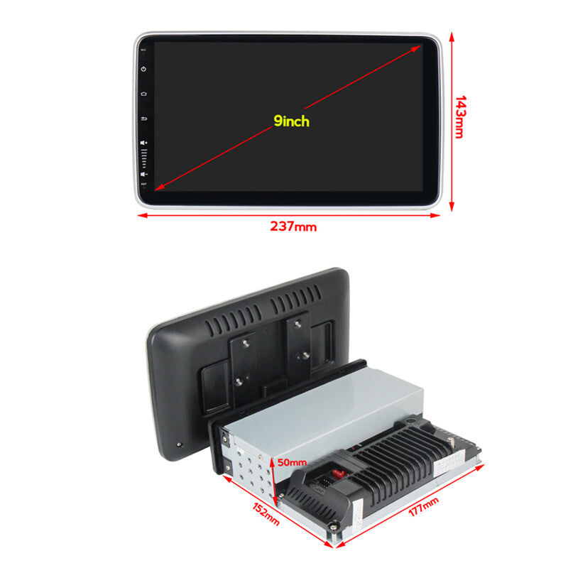 Car Rotation IPS Screen 9in Android GPS Player Radio Stereo BT Multimedia 1+16G