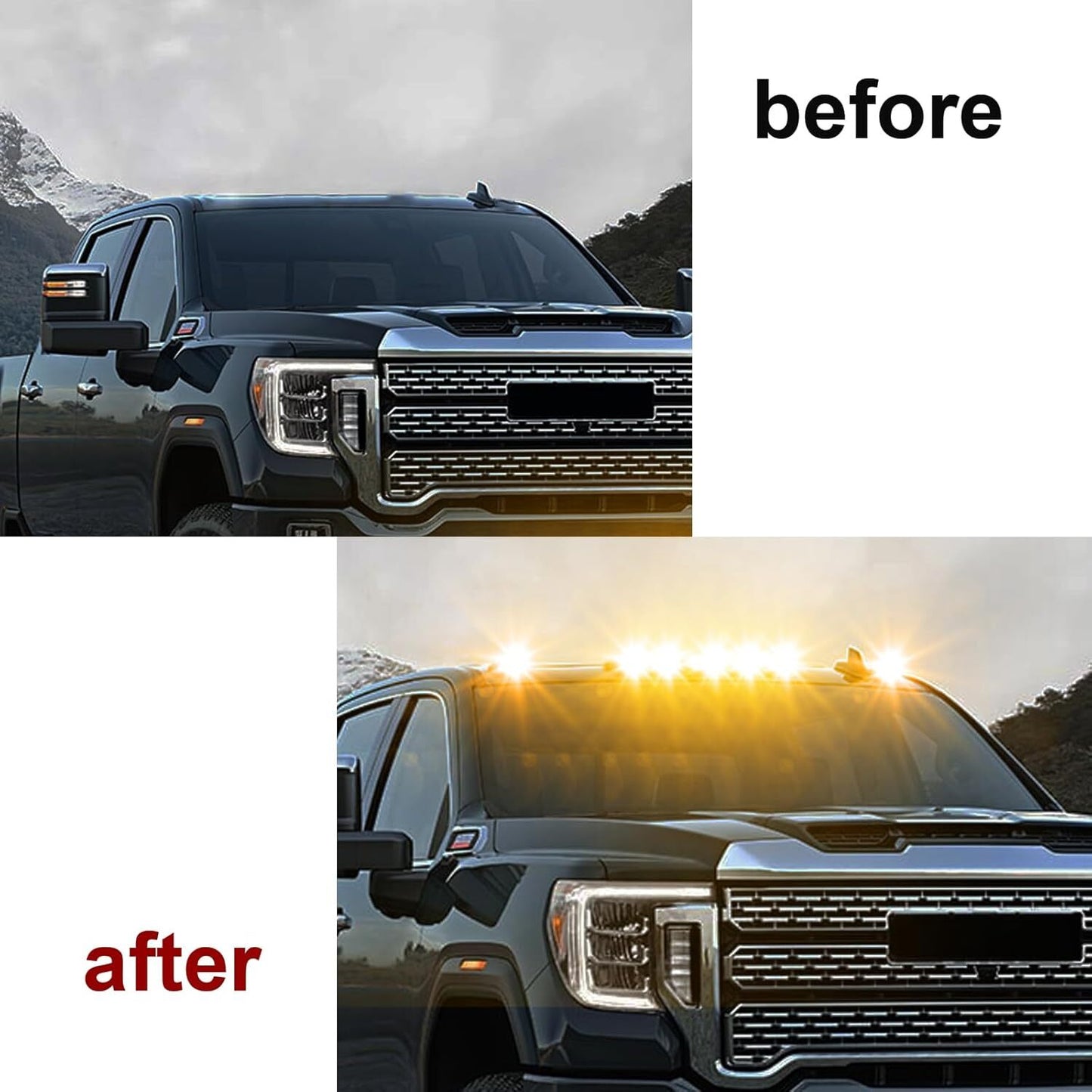 Full Set Amber Cab Roof Top Marker LED Lights For 07-14 for Chevy for GMC 1500 2500 3500