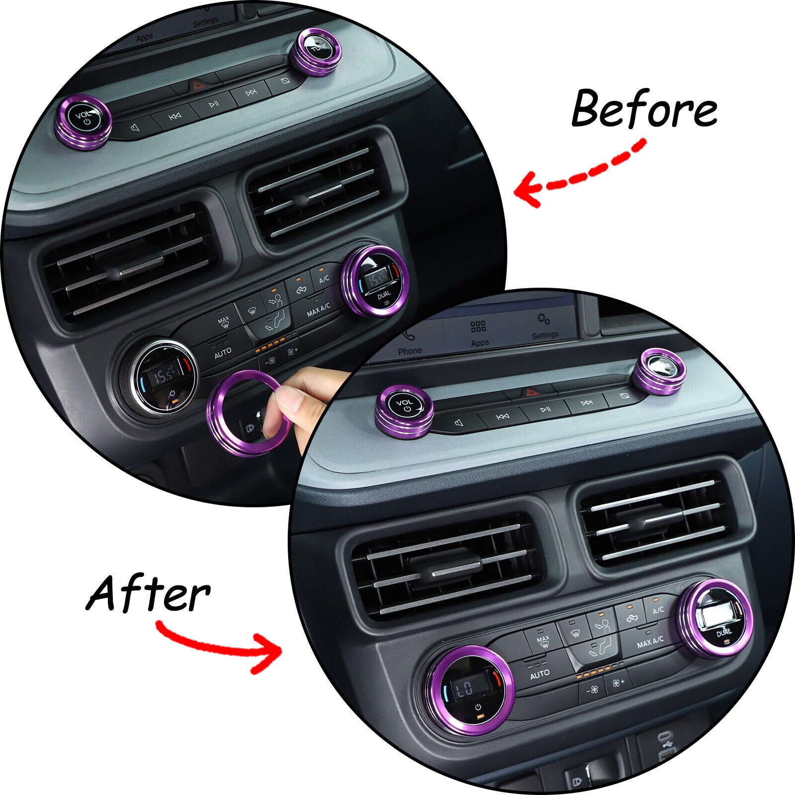 AC Air Condition Headlight Radio Switch Knob Trim Ring for Ford Maverick 2022-23