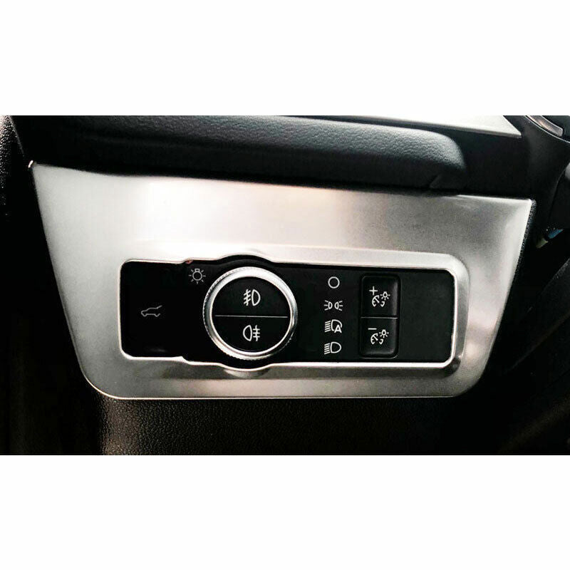 Silver Steel Headlight Switch Control Frame Molding Trim for Ford Escape 2020-22