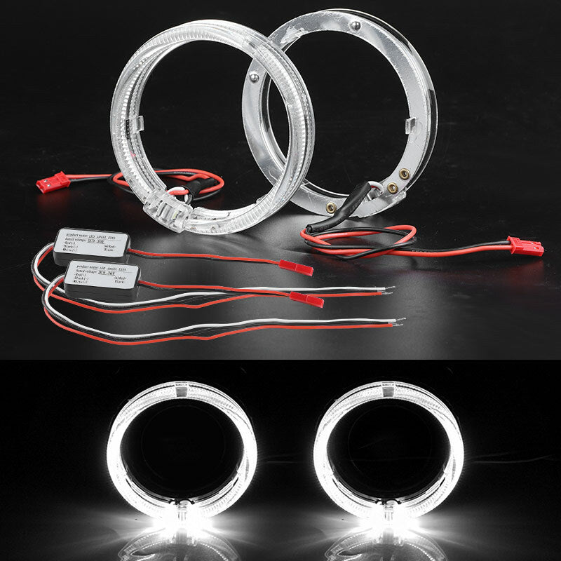 2x White 80mm LED Light Guide Angel Eyes Halo Rings for Car Headlights Retrofit
