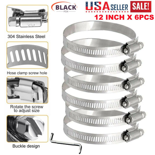 12-inch Adjustable Hose Clamp Stainless Steel Pipe Clamp Worm Gear Clamp Drive Clamp
