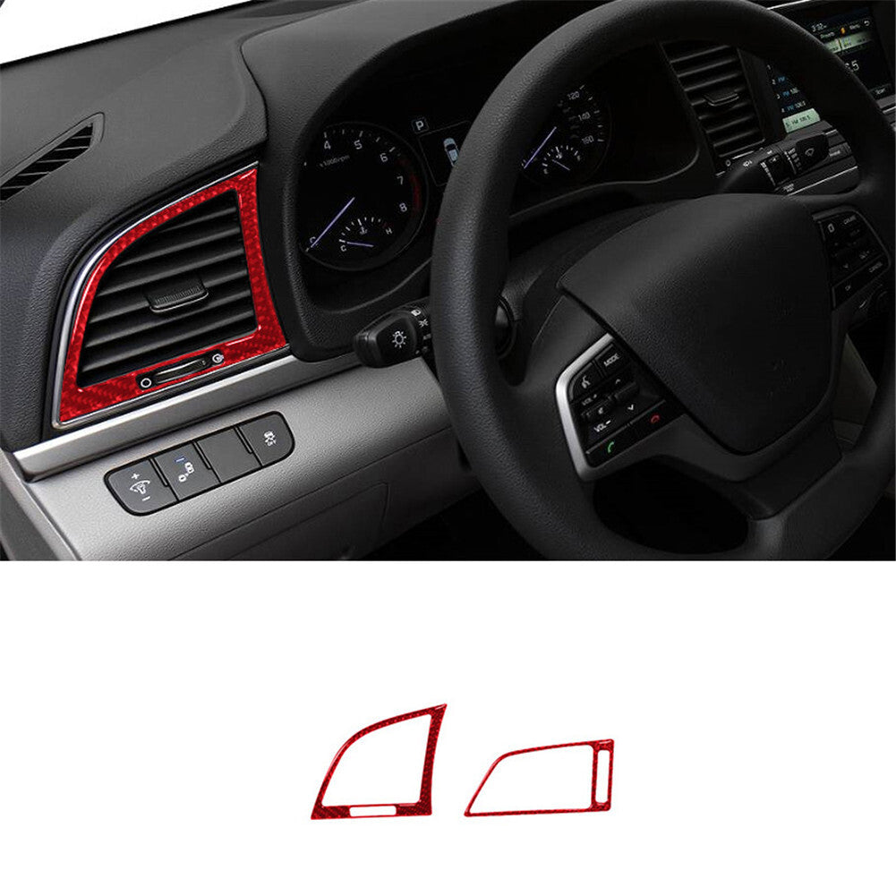 Red Carbon Fiber Side Air Vent Outlet Cover Trim for Hyundai for Elantra 2016-2018