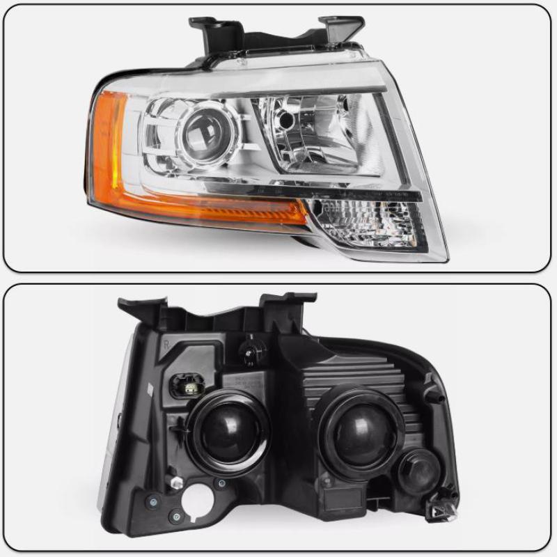 Chrome Projector Headlight For 2015-2017 for Ford Expedition Driver Passenger Side