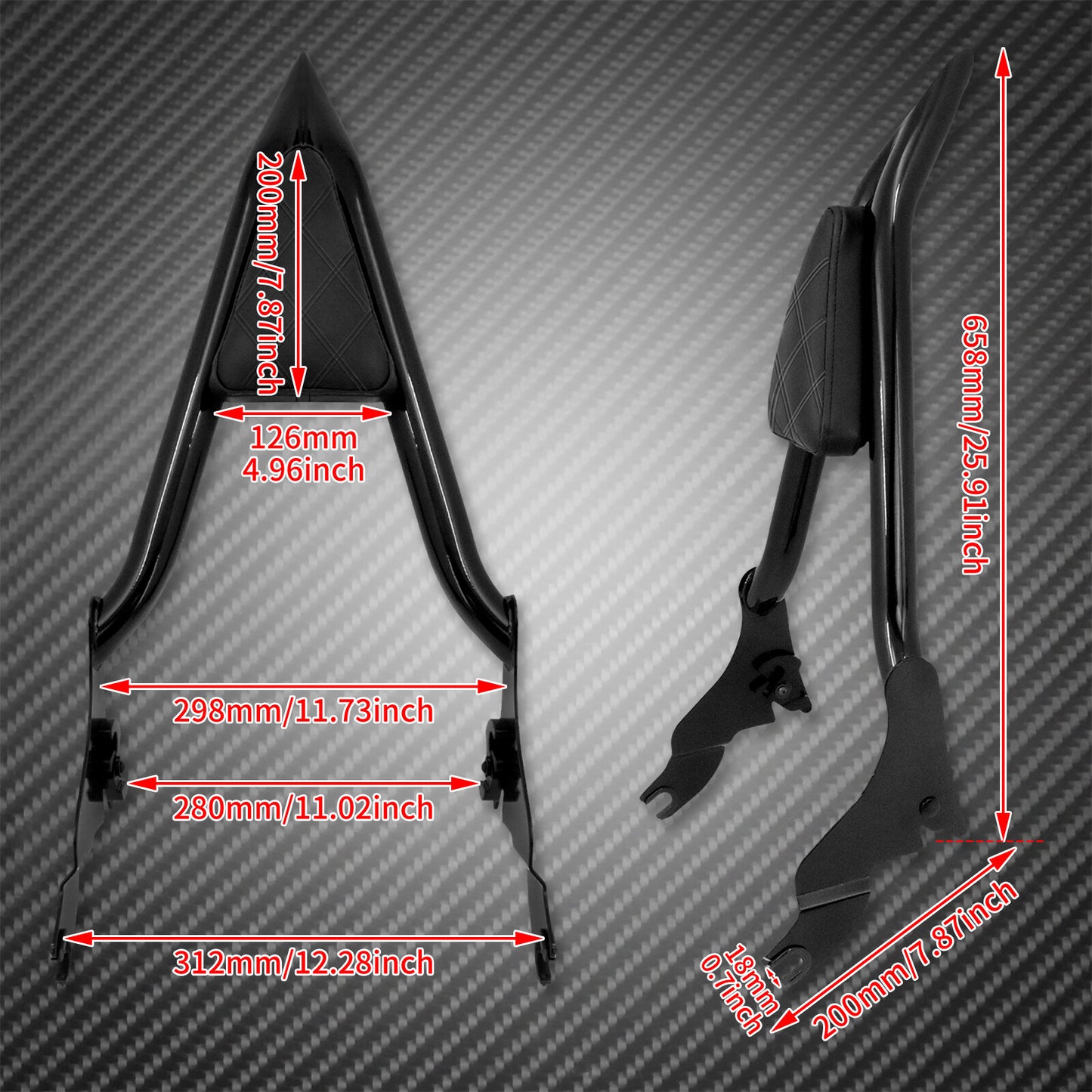 Detachable Rear Passenger 22 Backrest Sissy Bar Fit For Touring Glide 09-2022
