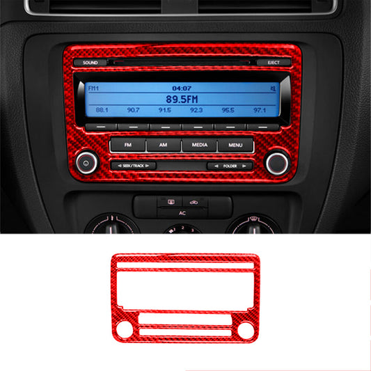 Red Carbon Fiber Radio Without Navigation Trim for Volkswagen for Jetta Sedan 11-14