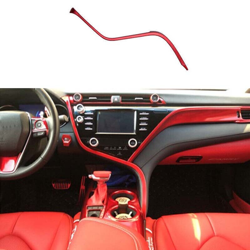 Central Console S-Shape Strip for Toyota for Camry 2018-2023 1PCS Trim Glossy Red