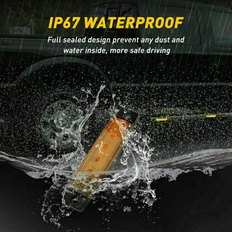 20Pcs Amber 6 LED Sealed Side Marker Clearance Light For Truck Trailer Lorry Bus