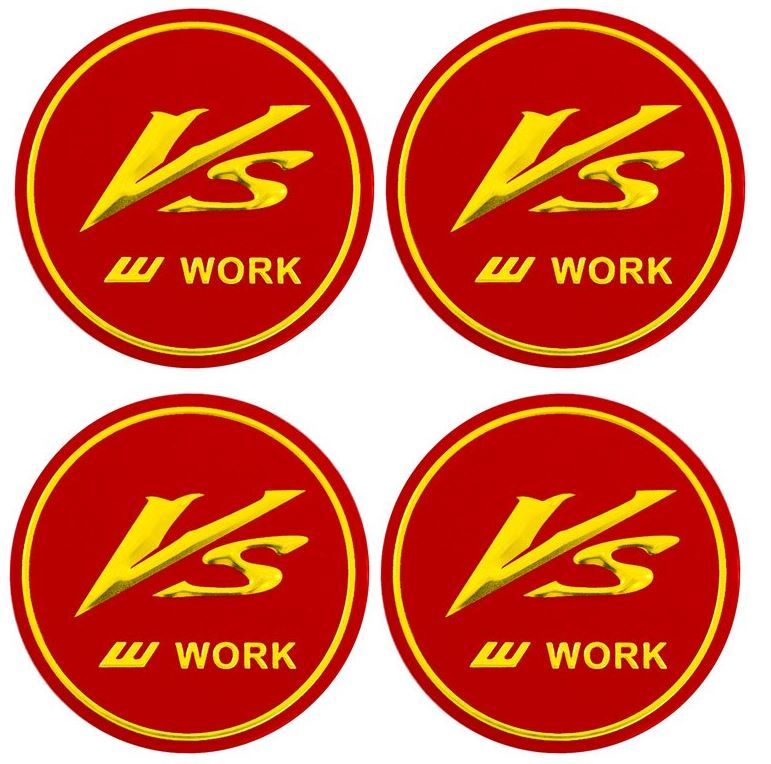 4-Piece VS Work Red Edge Sticker Wheel Center Sticker Rim Sticker 45mm